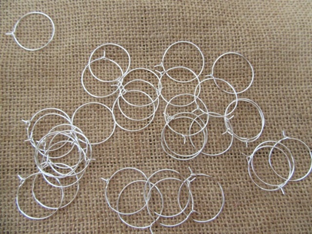 400 Silver Plated Wine Glass Rings Charm Hoop Findings 25mm - Click Image to Close