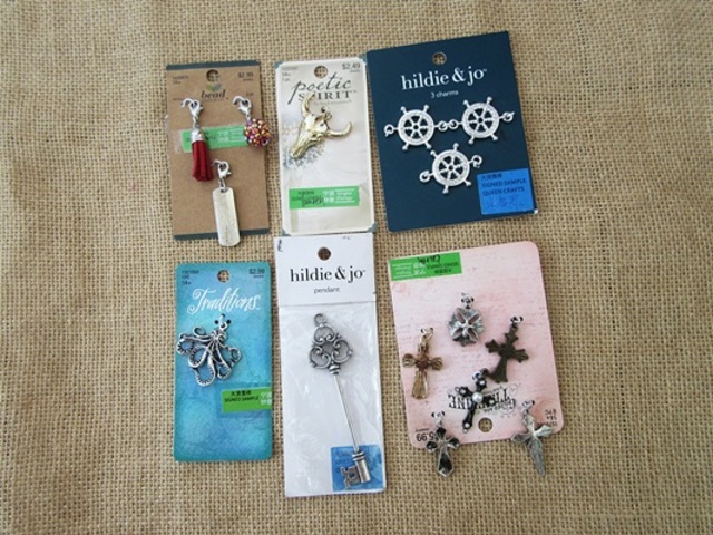 6Sheets Metal Beads Pendants Charms for Jewelry Making Assorted