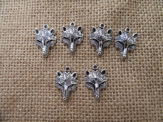 100Pcs Alloy Fox Head Beads Charms Pendants Wholesale
