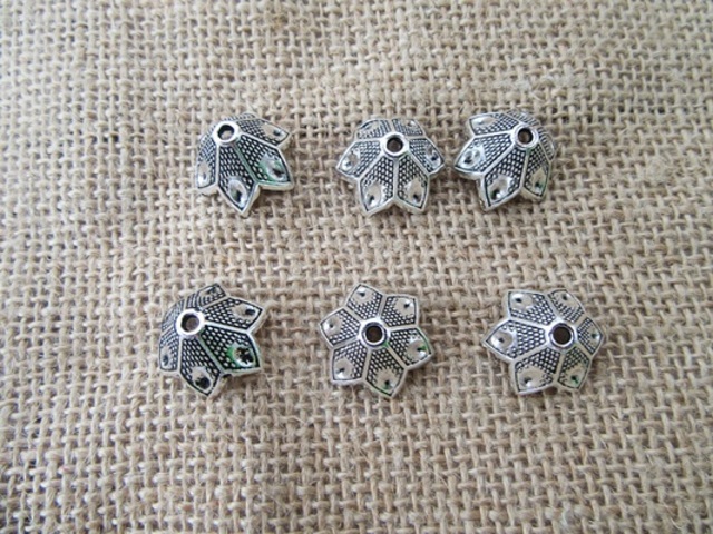 100Pcs Alloy Zinc Antique Flower Beads Cap Jewelry Finding - Click Image to Close