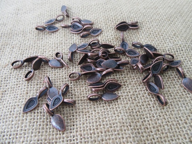 190Pcs High Quality New Copper Snap Bail Pendant Leaf Bail 21x8m - Click Image to Close