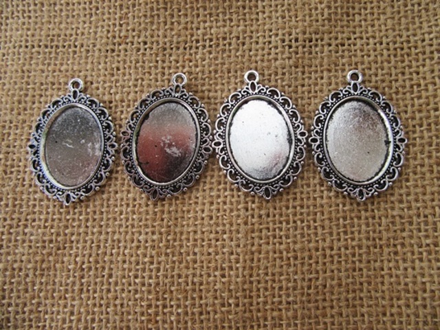 200Pcs Antique Oval DIY Necklace Pendant Base Flower Edge