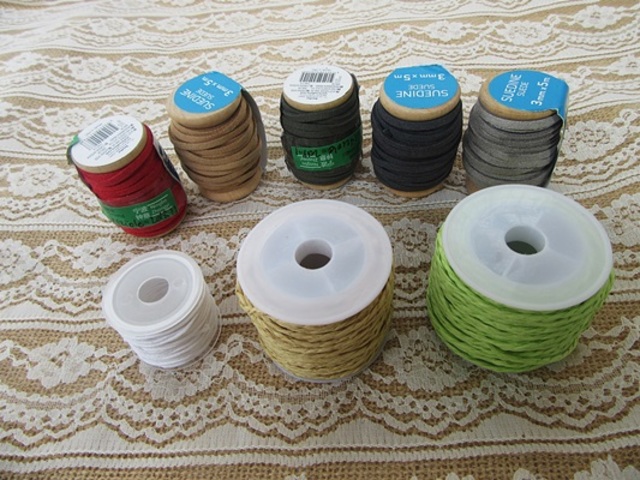 8Pcs Nylon Leather Etc Thread Cord for DIY Handcraft Assorted 8Pcs Nylon Leather Etc Thread Cord for DIY Handcraft Assorted