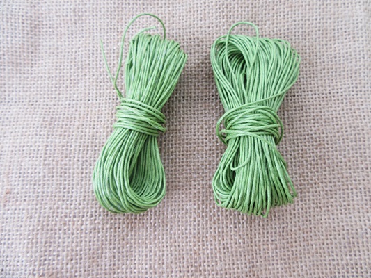 6Pcs x 19M Green Waxen Strings Jewlery Rope 1mm Dia - Click Image to Close