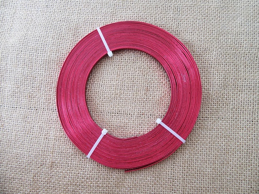1Roll X 11M Flat Aluminium Craft Wire Jewelry Making 5mm - Red - Click Image to Close