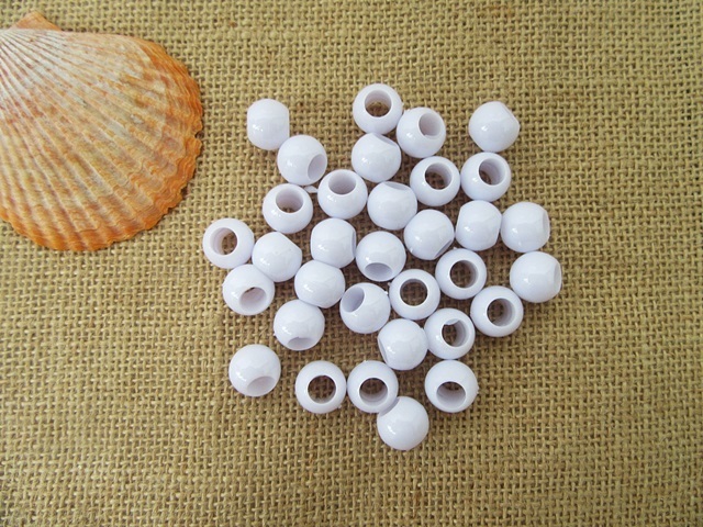 12Sheet x 170Pcs White Barrel Pony Beads Dreadlock Bead 14mm