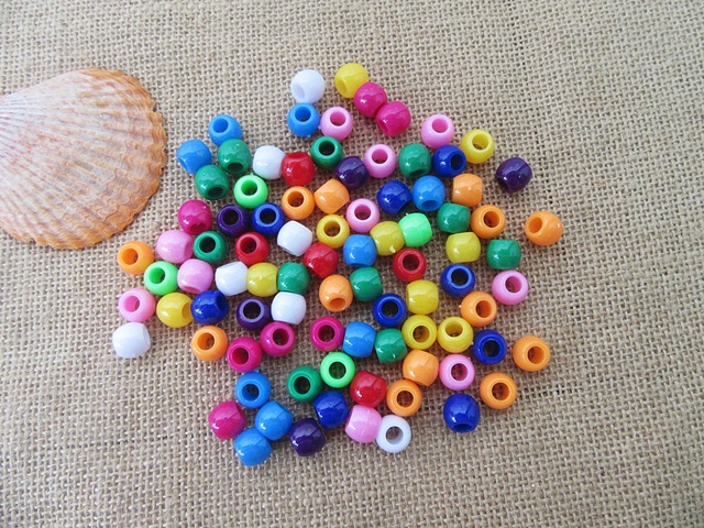 12Sheet x 220Pcs Colorful Barrel Pony Beads Dreadlock Beads - Click Image to Close