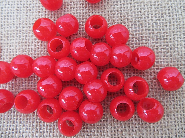 12Sheet x 180Pcs Hot Red Barrel Pony Beads Dreadlock Beads - Click Image to Close