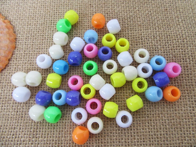 12Sheet x 200Pcs Colorful Barrel Pony Beads Dreadlock Beads - Click Image to Close