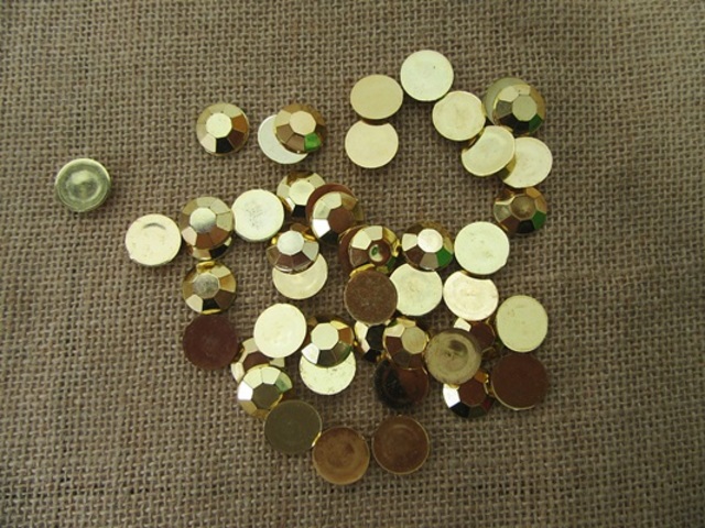 400pcs Golden Plated Premium Acrylic Gemstones - 16mm dia - Click Image to Close