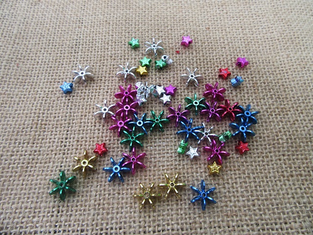 100gram Metalic Plastic Windmill Star Beads for Craft Jewelry Ma - Click Image to Close