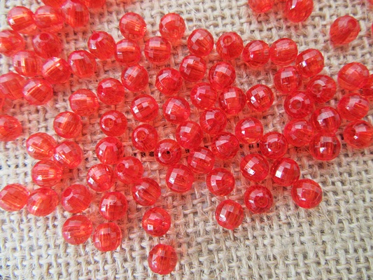2500Pcs Red Acrylic Faceted Round European Beads 6mm - Click Image to Close