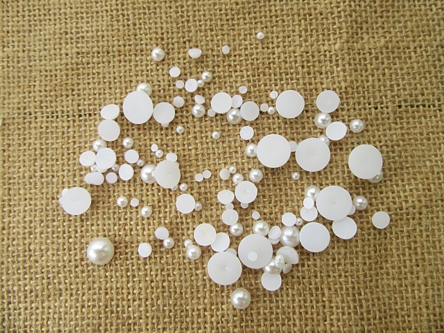 6Packs x 500Pcs White Semi-Circle Simulated Pearl Bead Flatback 6Packs x 500Pcs White Semi-Circle Simulated Pearl Bead Flatback