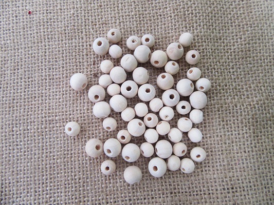 105G Mixed Size Natural Wooden Round Beads DIY Jewellery Making - Click Image to Close
