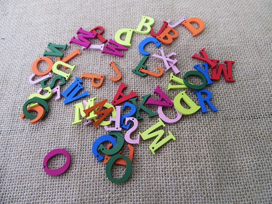 50G Flat Alphabet Letter Wooden Pendant DIY Jewellery Making - Click Image to Close