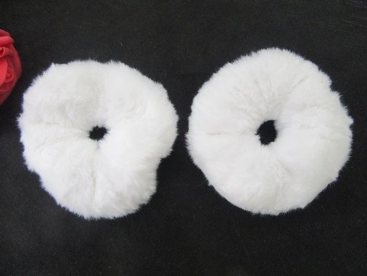 6Pcs White Furry Scrunchie Elastic Hair Ring Rope Band Tie - Click Image to Close
