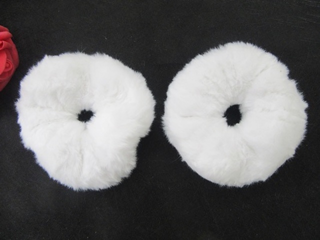6Pcs White Furry Scrunchie Elastic Hair Ring Rope Band Tie