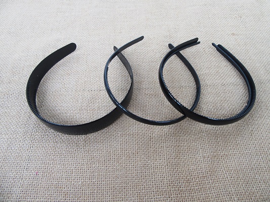 6Packs x 4Pcs DIY Shiny Black Headbands Hair Clips Hair Hoop wit - Click Image to Close
