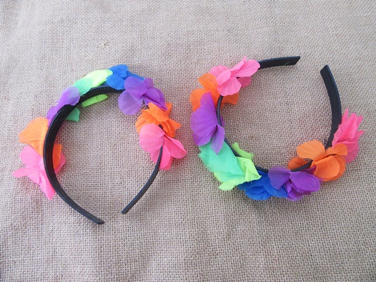 10Pcs Hawaiian Dress Party Flower Headbands Hair Clips Hair Hoop - Click Image to Close