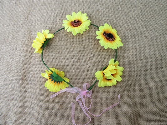 4Pcs Sun Floral Headpiece Headband Hair Garland Crown Wedding Wr - Click Image to Close