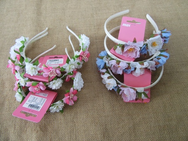 3Pcs Hawaiian Dress Party Flower Headbands Hair Clips Hair Hoop