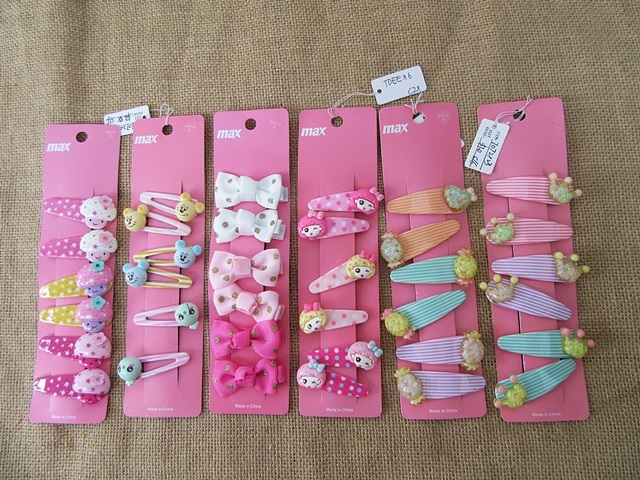 6Sheet x 6Pcs Lovely Girls Hair Clips Hair Sleepies Mixed