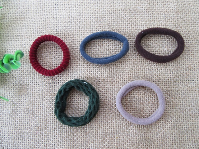 100Pcs Loose Hair Elastic Hair Band Hair Tie Mixed Color 8mm wid - Click Image to Close