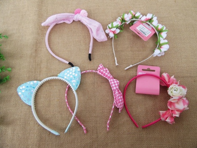 12Sheets Girls Flower Headbands Hair Clips Hair Hoop - Click Image to Close