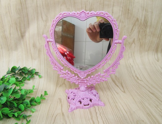 5Pcs New Pedestal Heart Makeup Mirror Double Sided Mixed - Click Image to Close