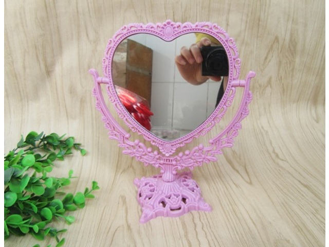 5Pcs New Pedestal Heart Makeup Mirror Double Sided Mixed - Click Image to Close