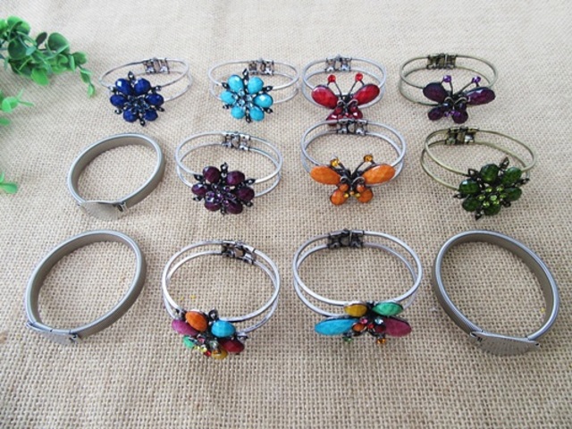 12Pcs Unique Design Flower Butterfly Turquoise Etc Bangles - Click Image to Close