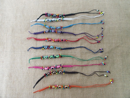 10Pcs Handmade Unique Eyeball Knitted Bracelets Mixed - Click Image to Close