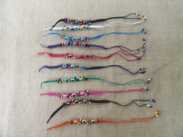 10Pcs Handmade Unique Eyeball Knitted Bracelets Mixed - Click Image to Close