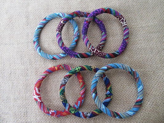 24Pcs New Handmade Tribal Design Bracelets Bangles Mixed - Click Image to Close
