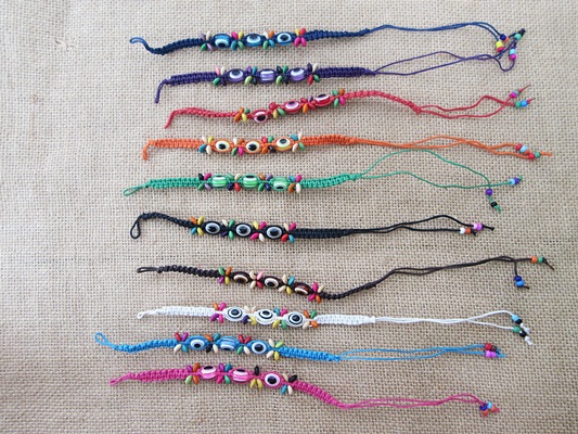 20Pcs Handmade Unique Eyeball Knitted Bracelets Mixed - Click Image to Close