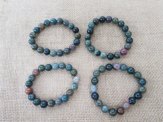 6Pcs Elastic Natural Gemstone Beaded Bracelets Assorted - Click Image to Close