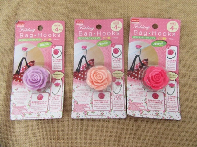 6Pcs Rose Folding Purse Hand Bag Holder Hook Hanger - Click Image to Close