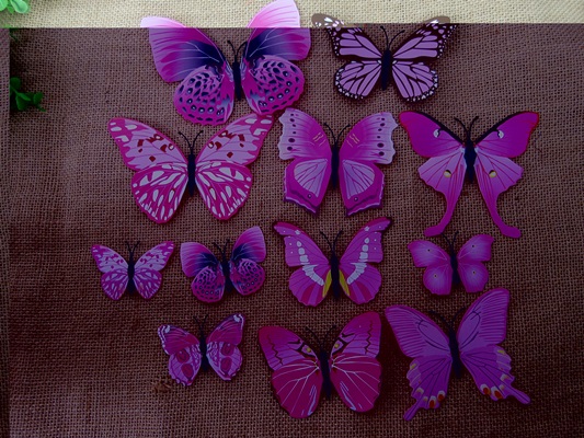3Pack X 12Pcs Purple & Pink Magnetic 3D Butterfly Wall Sticker A - Click Image to Close