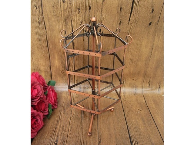 1X Copper 4-Layer 72Pairs Revolving Earring Holder Display Stand