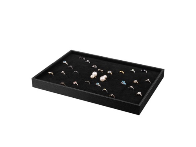 1X New Black Velvet Ring Display Cases Hold 100Rings