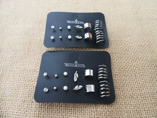 3sheet x 6pairs Day Change Earring Studs Assorted - Click Image to Close