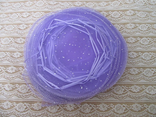 100Pcs Purple Round Circles Organza Pouch Wedding Favor Bag 24cm - Click Image to Close