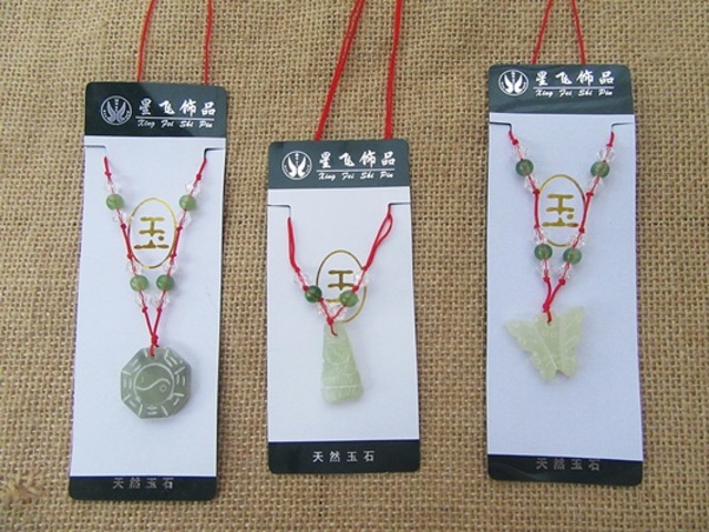 12Pcs Fashion Jade Buddha Bagua Etc Necklaces with Red String 12Pcs Fashion Jade Buddha Bagua Etc Necklaces with Red String