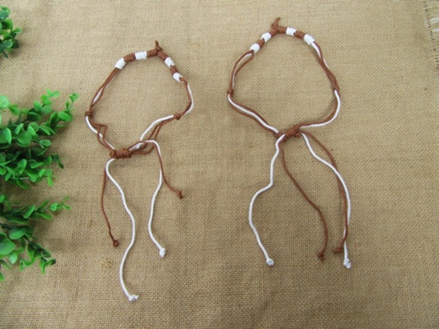 12Pcs Brown & White Cord Handmade Knitted Necklaces Bracelets 12Pcs Brown & White Cord Handmade Knitted Necklaces Bracelets