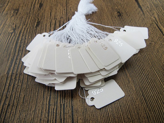450 Paper Price Tags/Labels Tie-on White String 23x16mm - Click Image to Close