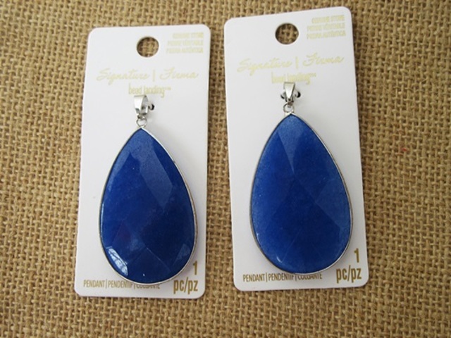 3Pcs New Tear Shape Blue Color Gemstone Charm Pendants