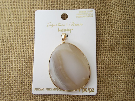 2Pcs Natural Agate Gemstone Charm Pendants with Golden Edge - Click Image to Close