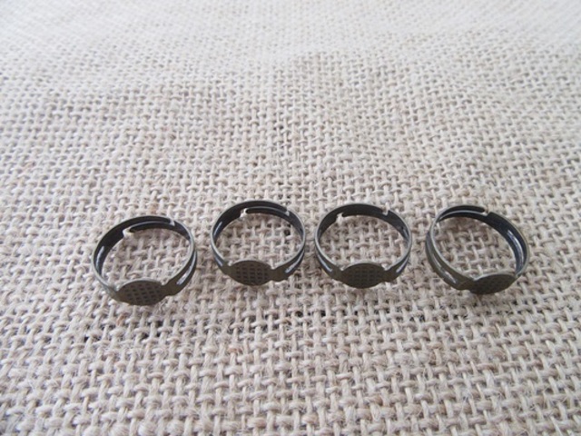 100Pcs Round Adjustable RING Blank Bases Jewelry Finding 8mm dia - Click Image to Close