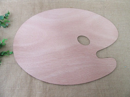 5Pcs Wooden Oval Plain Painters Palette Tray - Click Image to Close