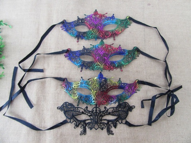 12Pcs Unique Handmade Lace Costume Masks for Women Mixed